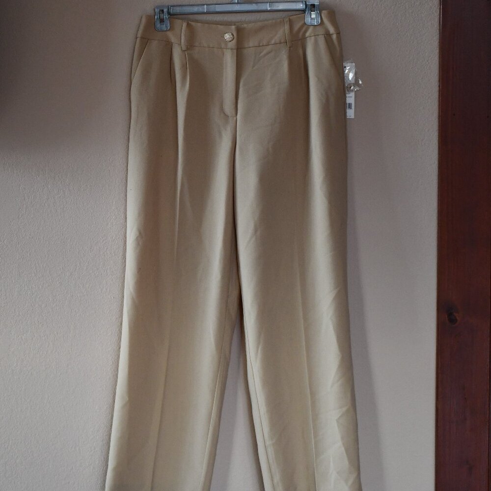 Cooper & Ella Women's Warm Sand Wide Leg Pleated Dress Pants Size 8 NWT $59